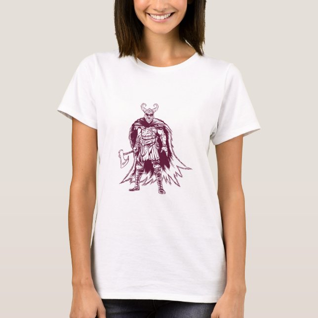 Camiseta Grande Design de Guerreiro Viking (Frente)