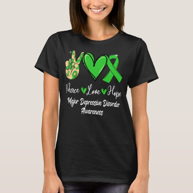 Camiseta Grande desordem depressiva MDD Peace Love Esperanç (Frente)