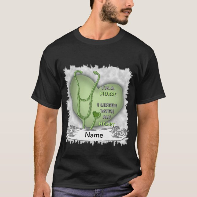 Camiseta Grande enfermeira de coração verde (Frente)