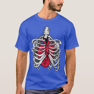 Camiseta Grande esqueleto de coração vermelho