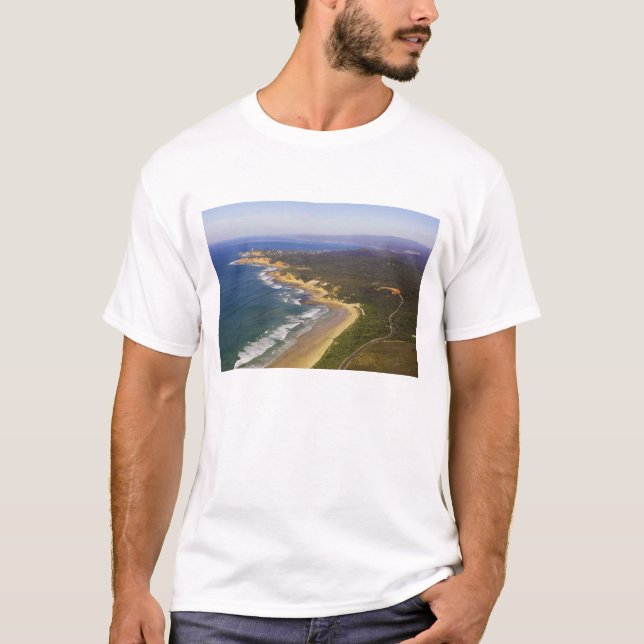 Camiseta Grande Estrada Oceânica e Farol Split Point, (Frente)