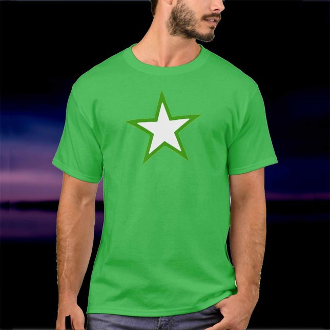 Camiseta Grande Estrela Branca de 5 Pontas com Contorno Ver (Criador carregado)