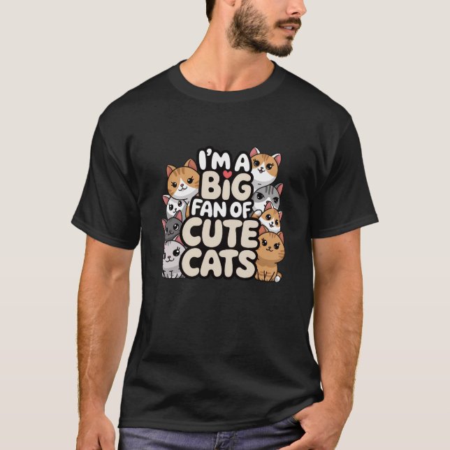 Camiseta Grande fã de gatos bonitos (Frente)