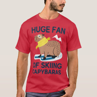 Camiseta Grande Fã de Skiing Capybaras engraçado capybara