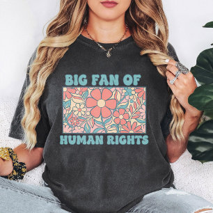 Camiseta Grande Fã do Design Retro de Flores dos Direitos H