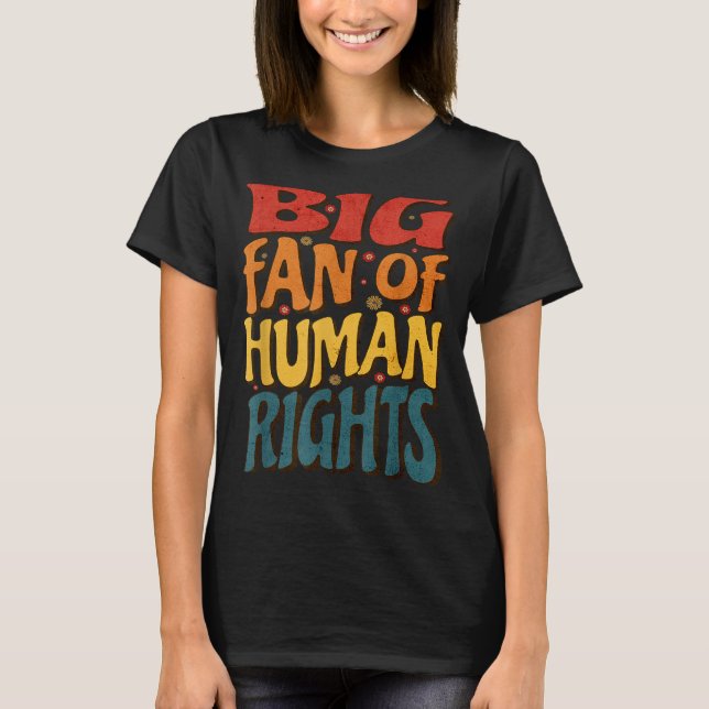 Camiseta Grande Fã dos Direitos Humanos Estilo Retro para M (Frente)