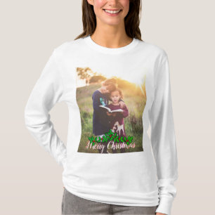 Camiseta Grande Feliz Natal customizável da foto e do texto