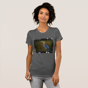 Camiseta Grande Garça Azul Faixa de Filme de Vida Selvagem