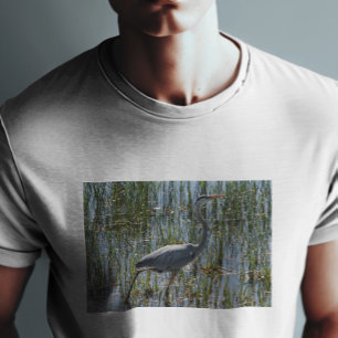 Camiseta Grande Garça Azul Foto de Pássaro