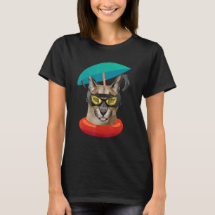 Camiseta grande gato floppa na praia