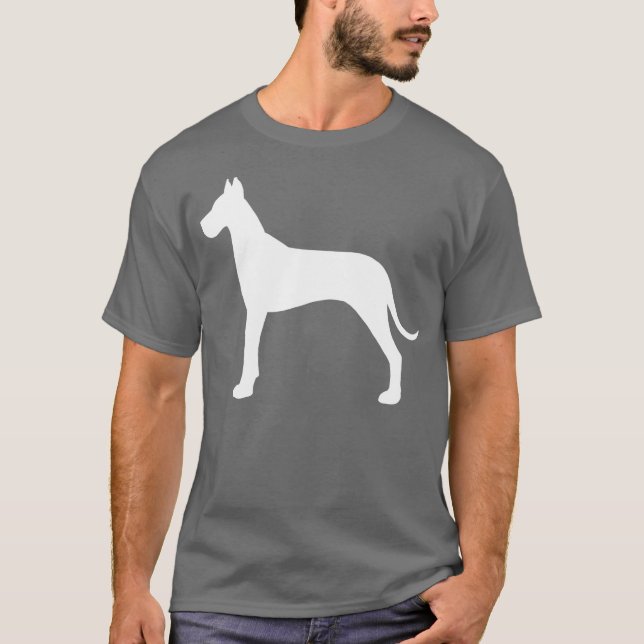Camiseta Grande gráfico da silhueta branca do cão de great (Frente)