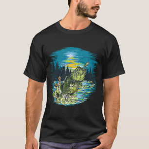 Camiseta Grande gráfico de pesca de boca de bass graphic