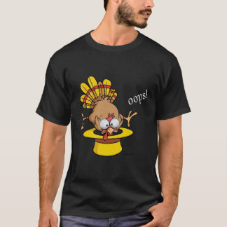 Camiseta Grande gráfico engraçado do peru Oops! saindo do c