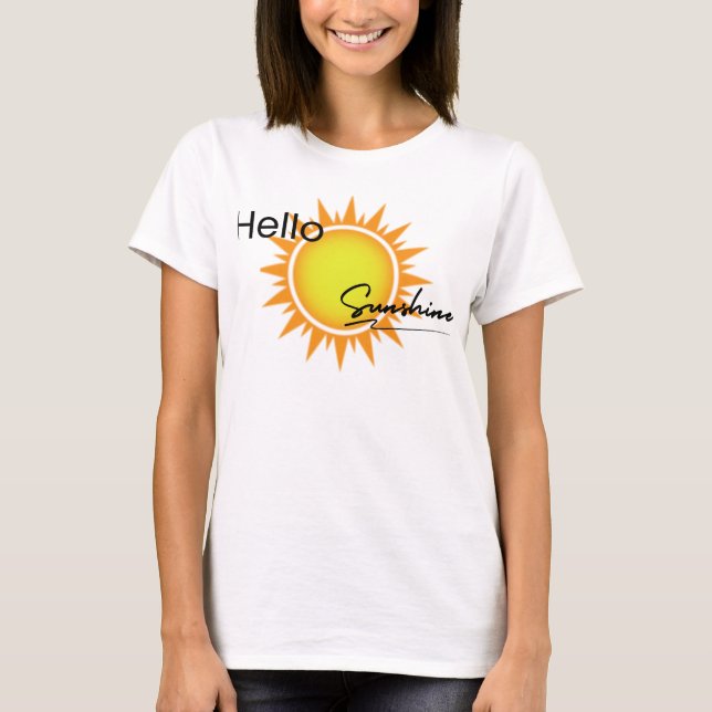Camiseta Grande gráfico solar com as palavras "Olá Sol" (Frente)