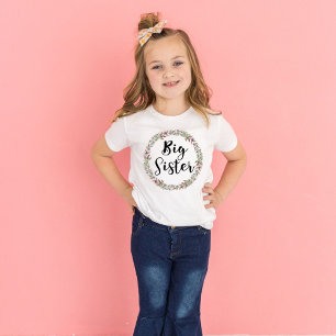 Camiseta Grande Irmã Coroa Floral Meninas