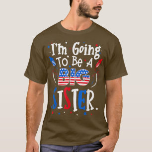 Camiseta Grande Irmã Cute 4 de julho Anúncio de Gravidez