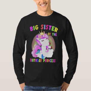 Camiseta Grande Irmã Da Princesa de Aniversário Garota Unic