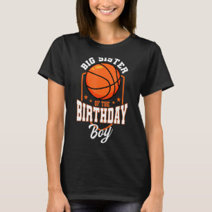 Camiseta Grande Irmã Do Tema De Basquete Do Aniversário Bd