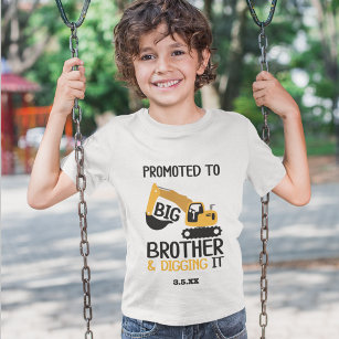 Camiseta Grande Irmão Da Construção Escavando Kid