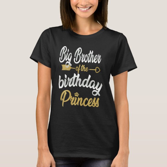 Camiseta Grande Irmão Da Festa Da Princesa De Aniversário F (Frente)