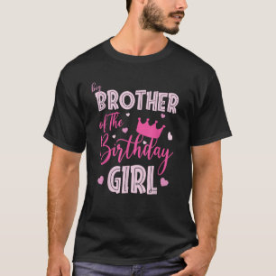 Camiseta Grande Irmão Da Menina Do Aniversário Rosa Fofo Co