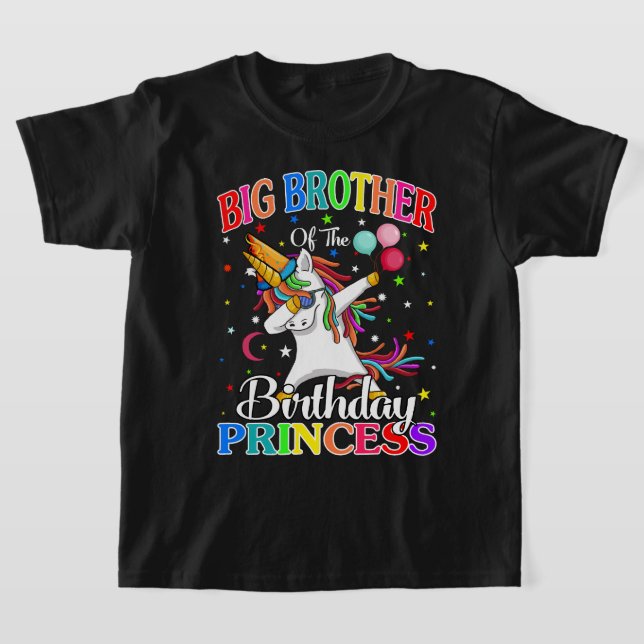 Camiseta Grande Irmão Da Princesa De Aniversário Unicórn (Postura )