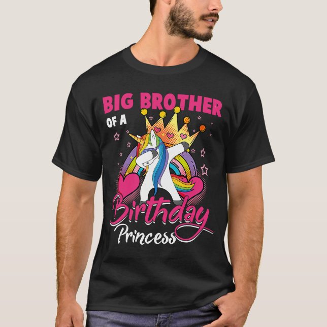 Camiseta Grande Irmão Da Princesa De Aniversário, Unicorn D (Frente)