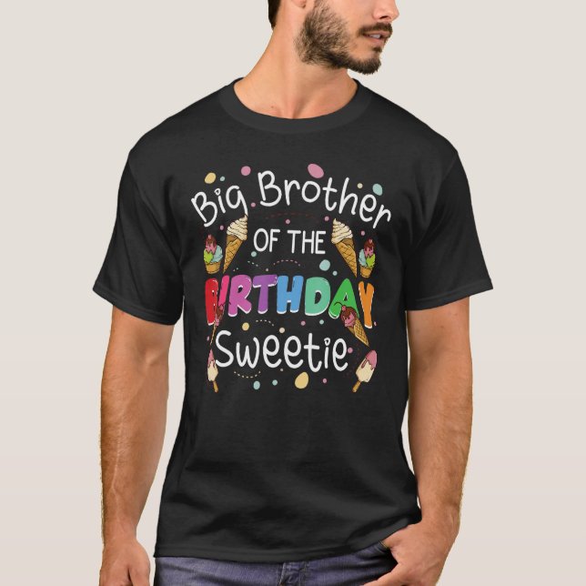 Camiseta Grande Irmão Do Aniversário Docinho Sorvete Bday (Frente)