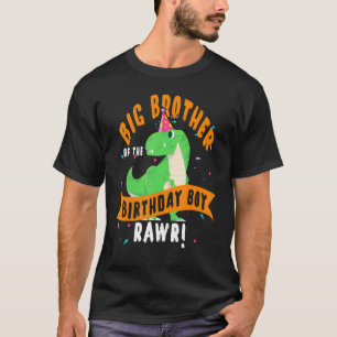 Camiseta Grande Irmão Do Garoto De Aniversário Dinossauro E