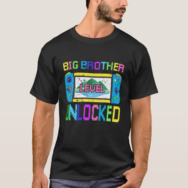 Camiseta Grande Jogo Irmão Desbloqueou Novo Jogador Bro Nov (Frente)