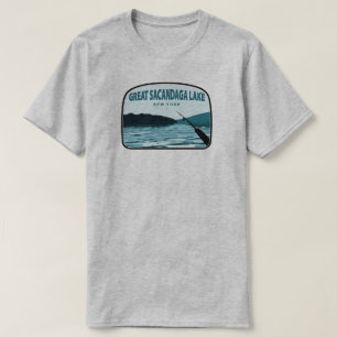 Camiseta Grande Lago Sacandaga Nova York Vara de Pesca