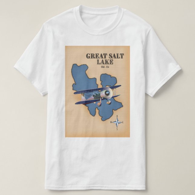 Camiseta Grande Lago Salgado Utah mapa estilo vintage (Frente do Design)