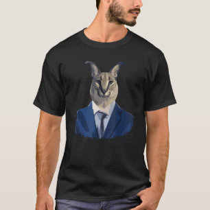 Camiseta Grande meme do Floppa vestindo terno Humor do gato