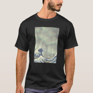 Camiseta Grande Onda de Hokusai em Nuvens Grunge