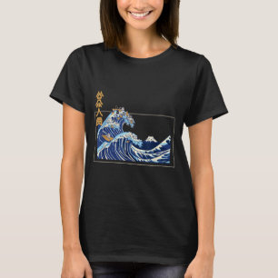 Camiseta Grande Onda de Kanagawa Com o Kanji Estético O