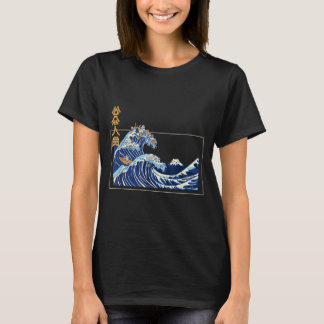 Camiseta Grande Onda de Kanagawa Com o Kanji Estético O