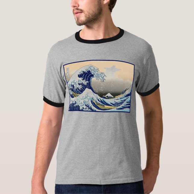 Camiseta Grande Onda de Kanagawa e Monte Fuji Mar do Japão (Frente)