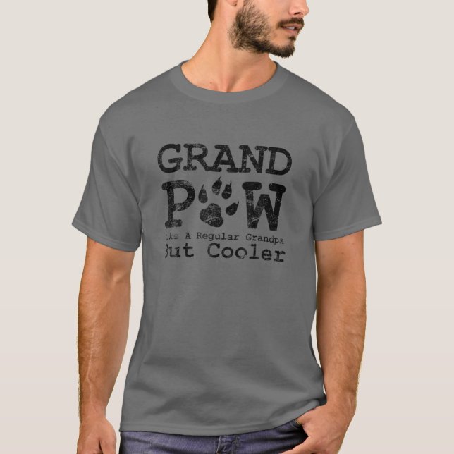 Camiseta Grande Paw Como Um Vovô Regular Mas Cão Mais Frio  (Frente)