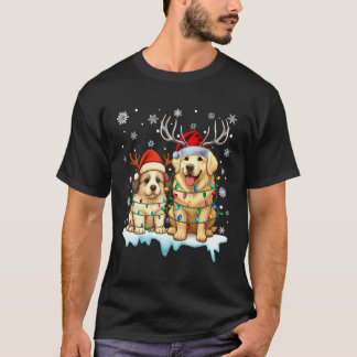 Camiseta Grande Pirenéus Luz de Natal Chapéu de Papai Noel