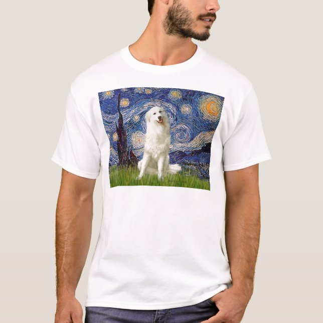 Camiseta Grande Pirineus 3 - Noite Estrelada (Frente)