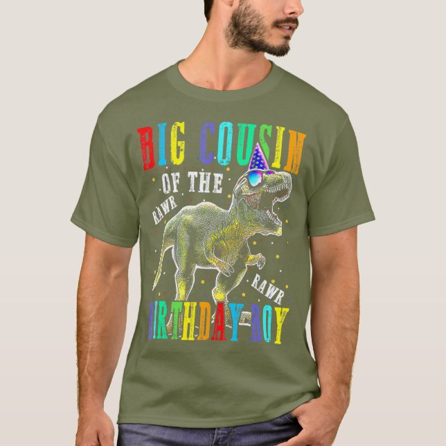 Camiseta Grande Primo Do Dinossauro Garoto De Aniversário (Frente)