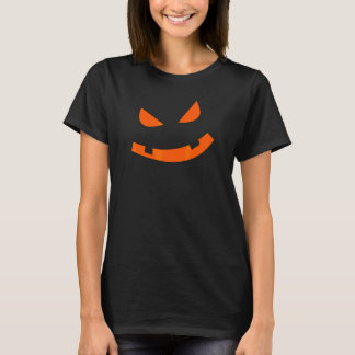 Camiseta Grande Rosto de Abóbora Laranja Assustador Feroz H