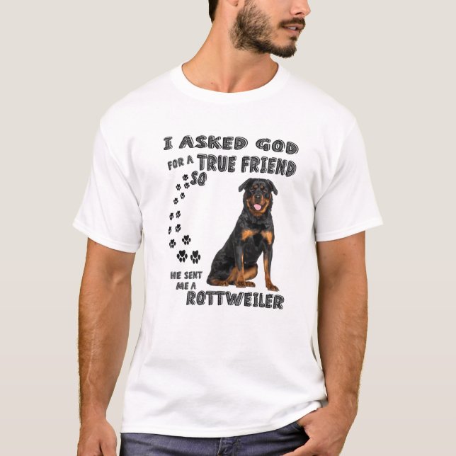 Camiseta Grande Rottweiler Dizendo Mãe, Figurino De Pai Rót (Frente)