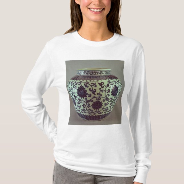 Camiseta Grande vaso azul e branco de Ming (Frente)
