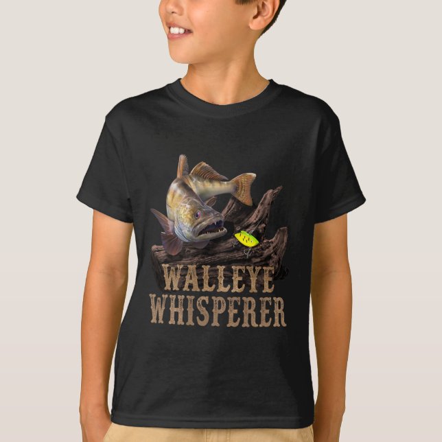 Camiseta Grande Walleye Com Isca de Pesca Desenhando Walley (Frente)