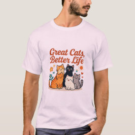 Camiseta Grandes Gatos Melhor Vida Design de Amante de Gato