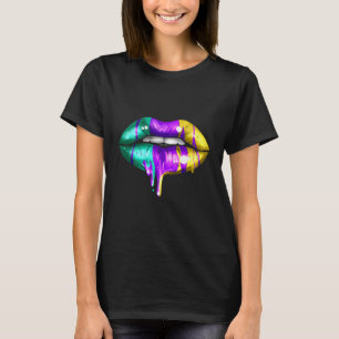 Camiseta Grandes Lábios Em Ouro Verde Roxo E Amarelo Para M