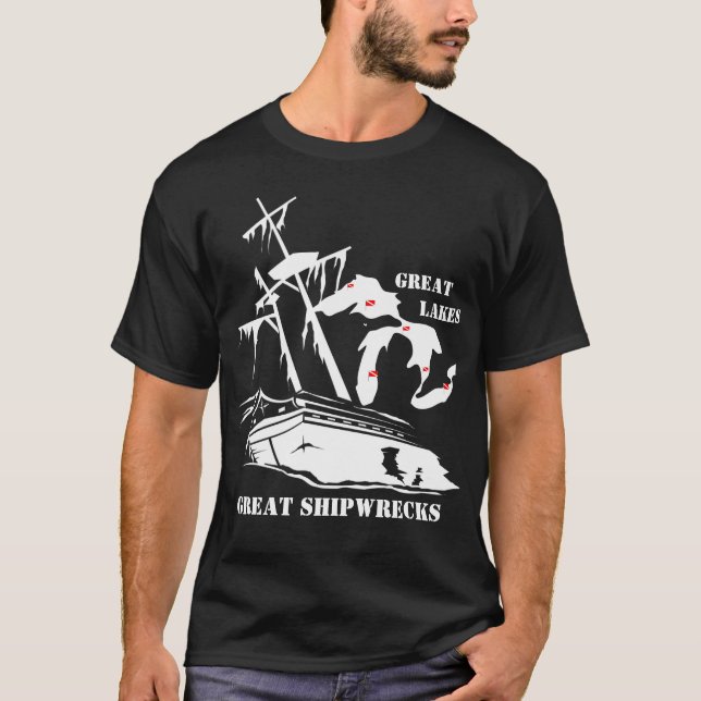 Camiseta Grandes lagos, grandes Shipwrecks. (Frente)