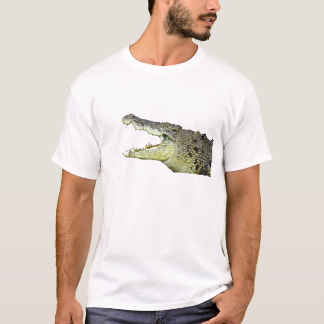 Camiseta Grandes mandíbulas crocodilo bem abertas (Frente)