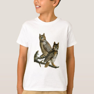 Camiseta Grandes pássaros de John Audubon da coruja Horned